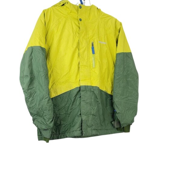 Patagonia Men's Yellow Green Outdoor Shell Hooded Rain Jacket Size XL